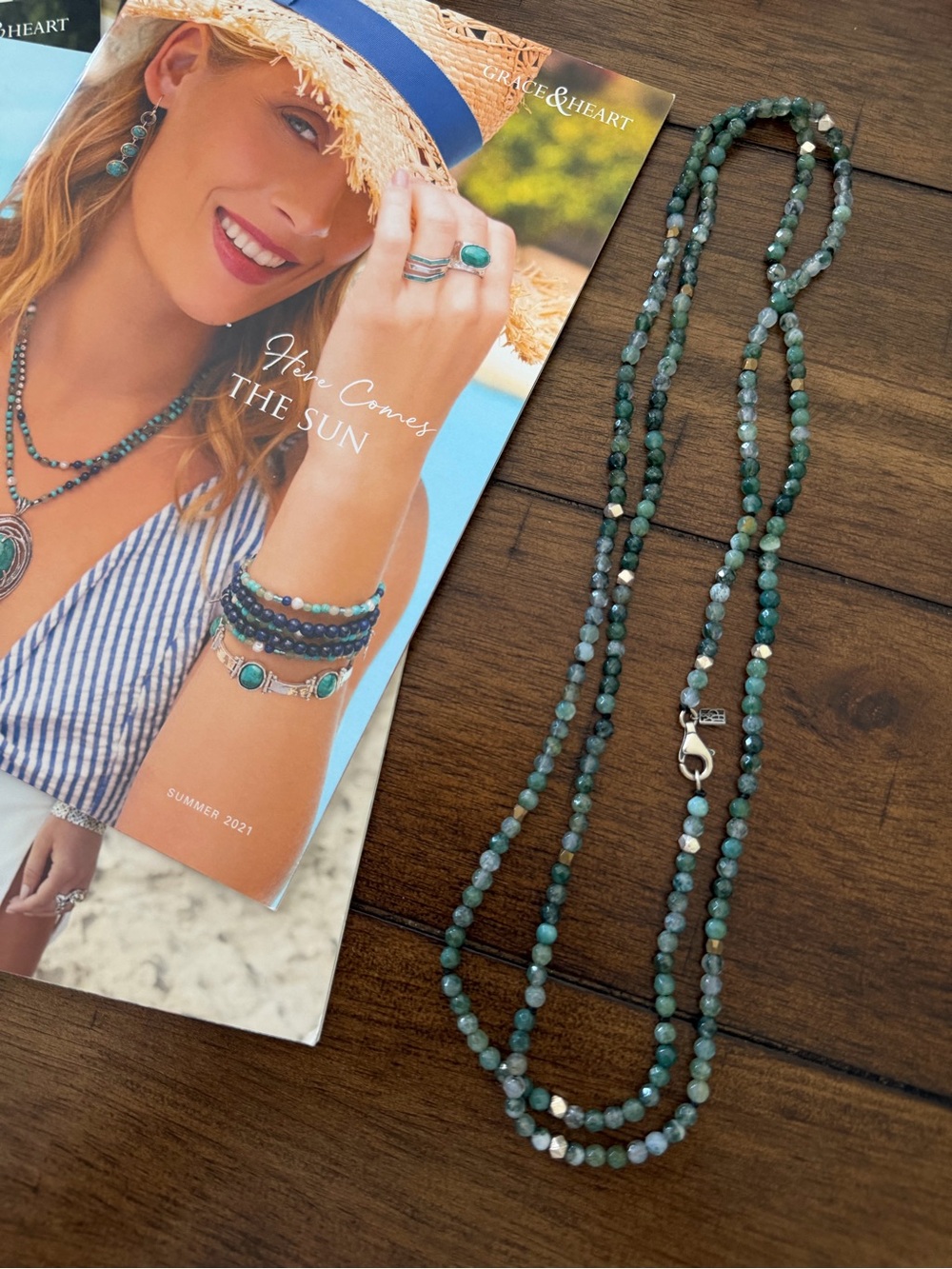 Grace & Heart Teal Beaded Long Necklace